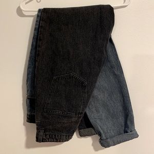 Missguided high wasted two-tone black/denim jeans (Brand new, Never worn)